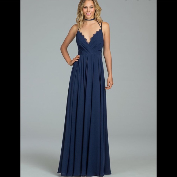 NWT HAYLEY PAIGE DRESSES 5810 Navy Indigo Prom Wedding Black Tie Size 10 - Picture 1 of 11